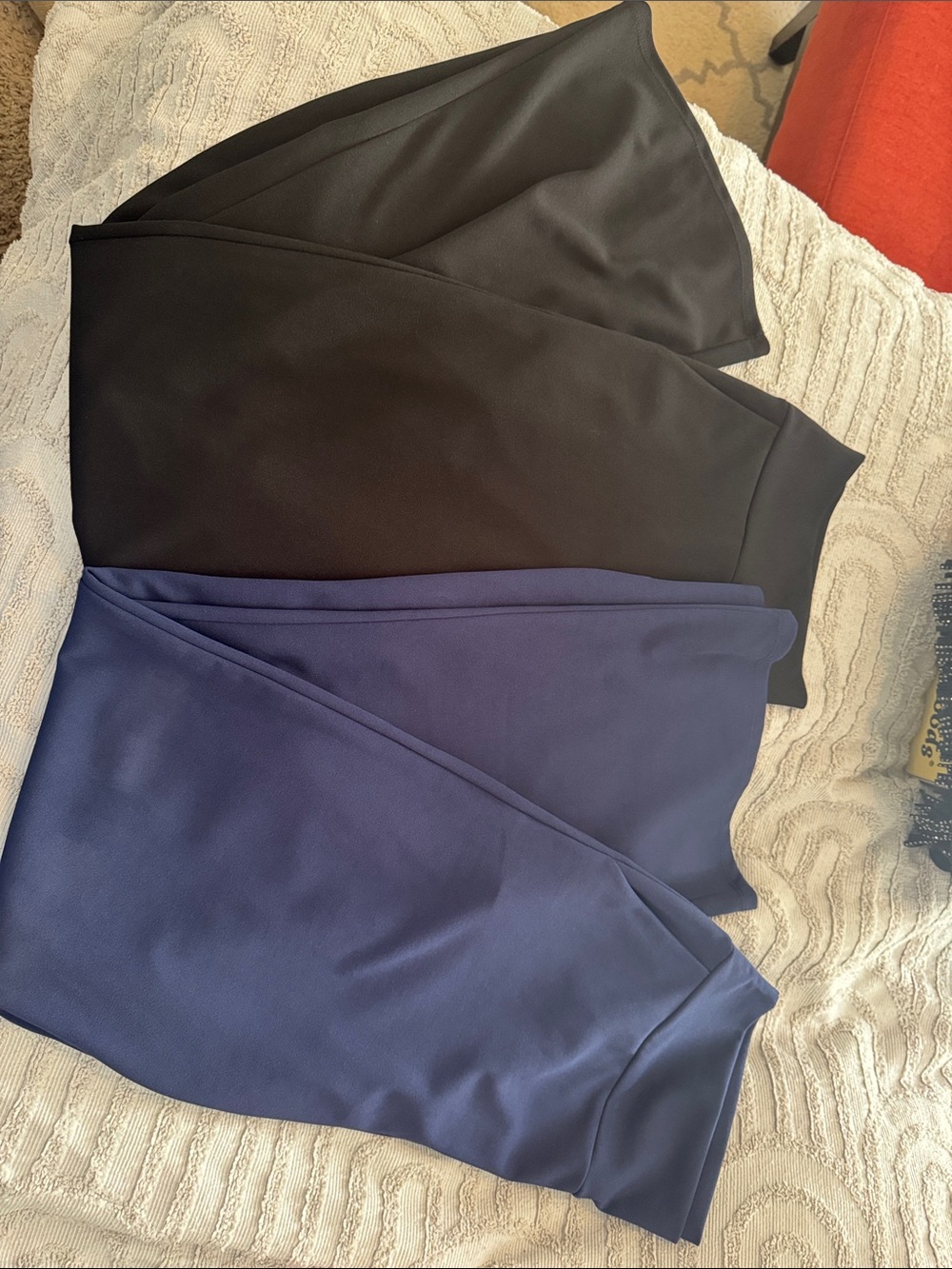 Black and Navy dress pants with stretchy waistband